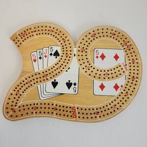 Cribbage 29 Board Wooden 3 Track Card Game Pegs 2-3 Players Game Night